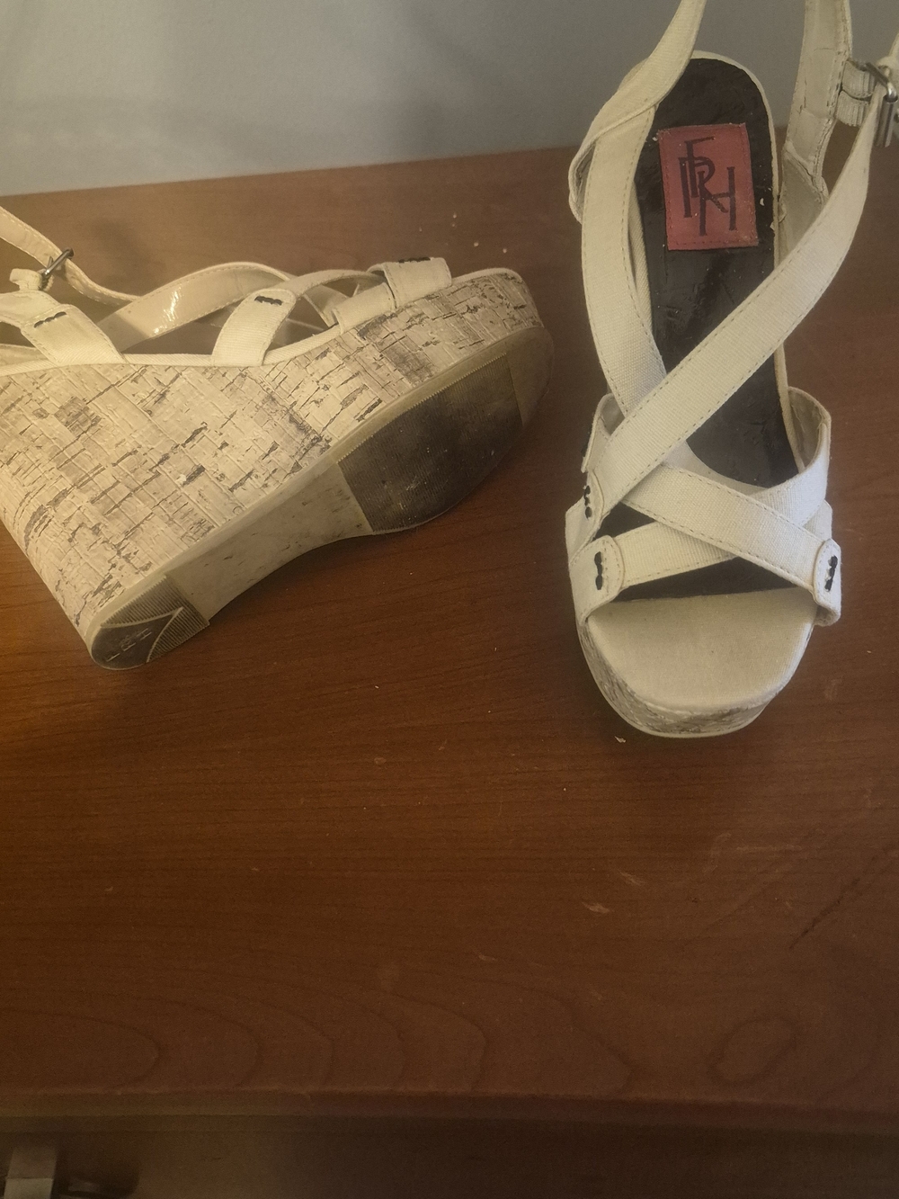 FRH White Cork Wedge Sandals - Women's Strappy Platform